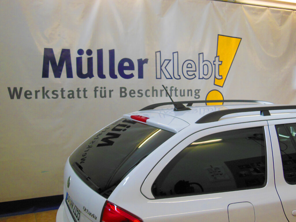 Müller klebt! Leonberg Logo-Beschriftung